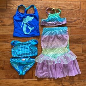 Mermaid Swimwear Set- 5 pieces one price! Cat&Jack 4t Wonder Nation xs 4/5